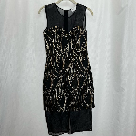 milly black and gold dress NWT Milly Of New York Black gold Dress 10